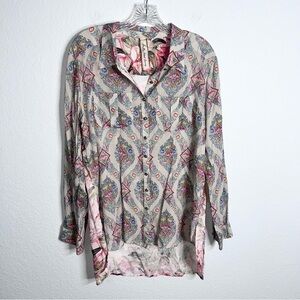 Aratta Silent  Journey Tunic Top Women Medium Embroidered Floral Boho U